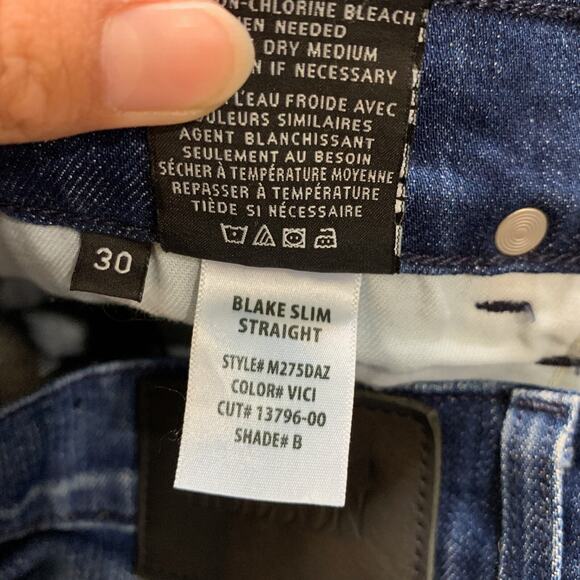 Hudson Jeans Mens 30 Blake SLIM Straight Distressed 5 Pocket Whiskered Denim - Picture 8 of 12